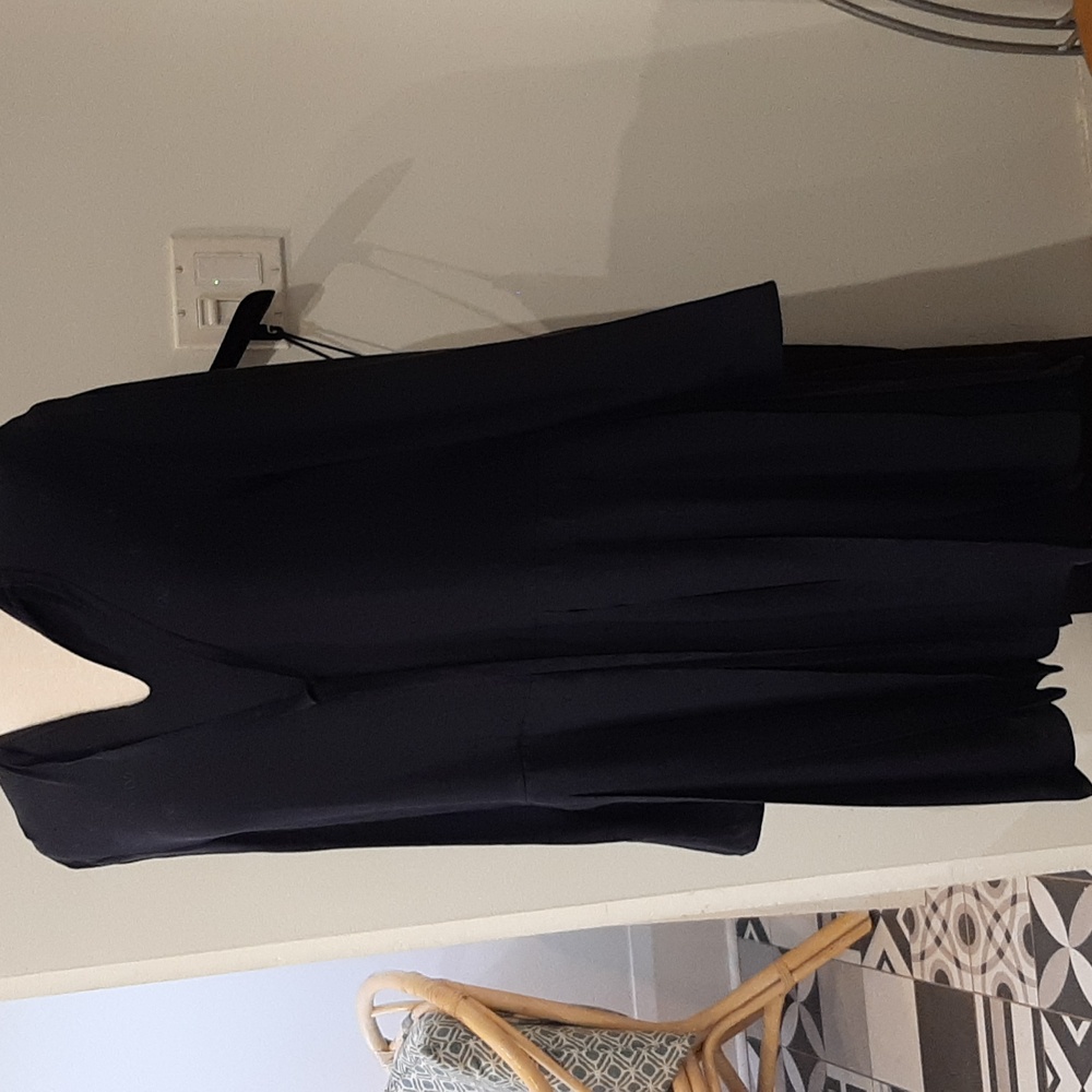 NEW Navy Valentino Silk Dress & Slip Pleated Long Sleeve Sm